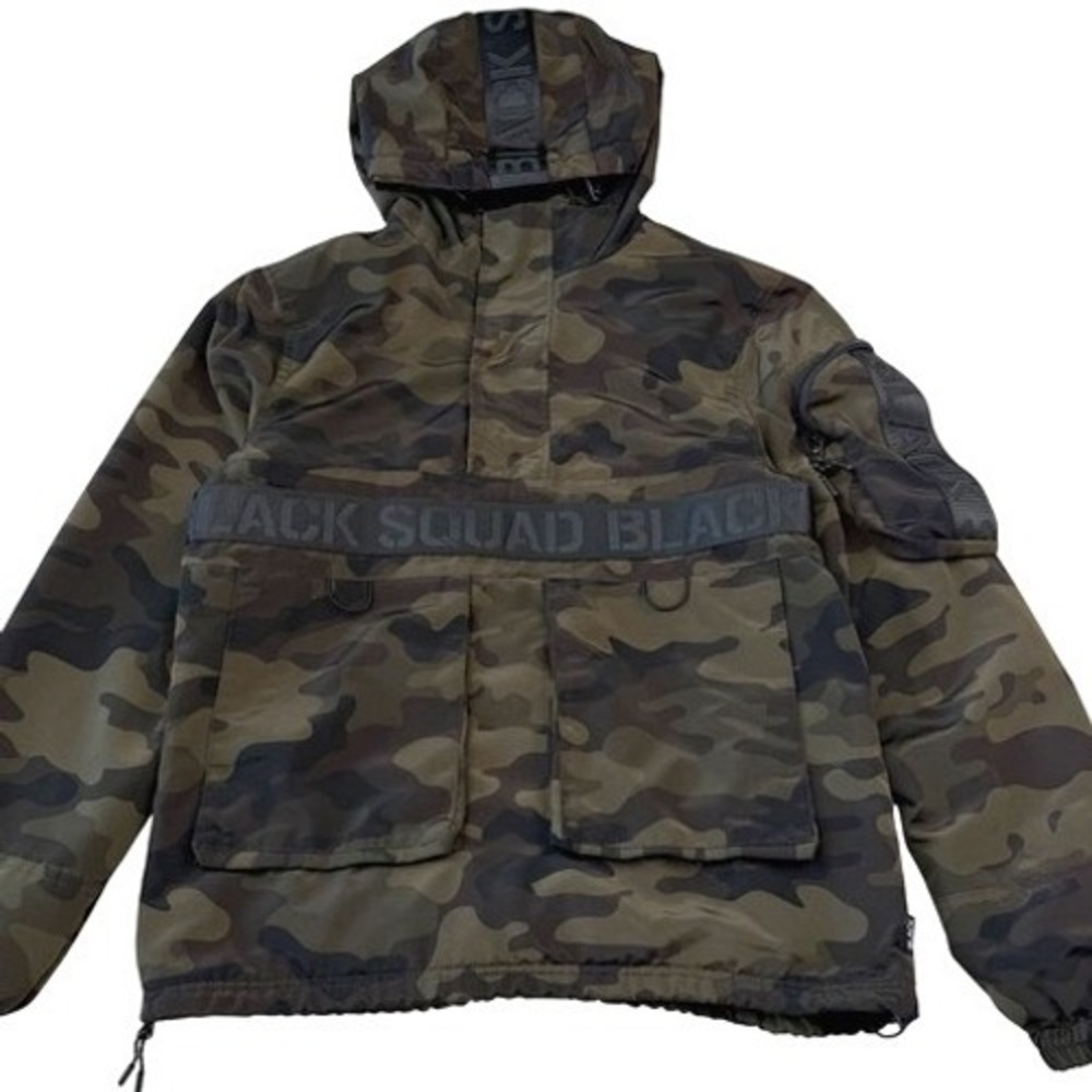 Black Squad‎ Camo Anorak Jacket Techwear Streetwear Tactical Utility Small